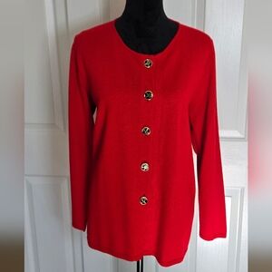 Vintage Red Button-Front Women's Cardigan